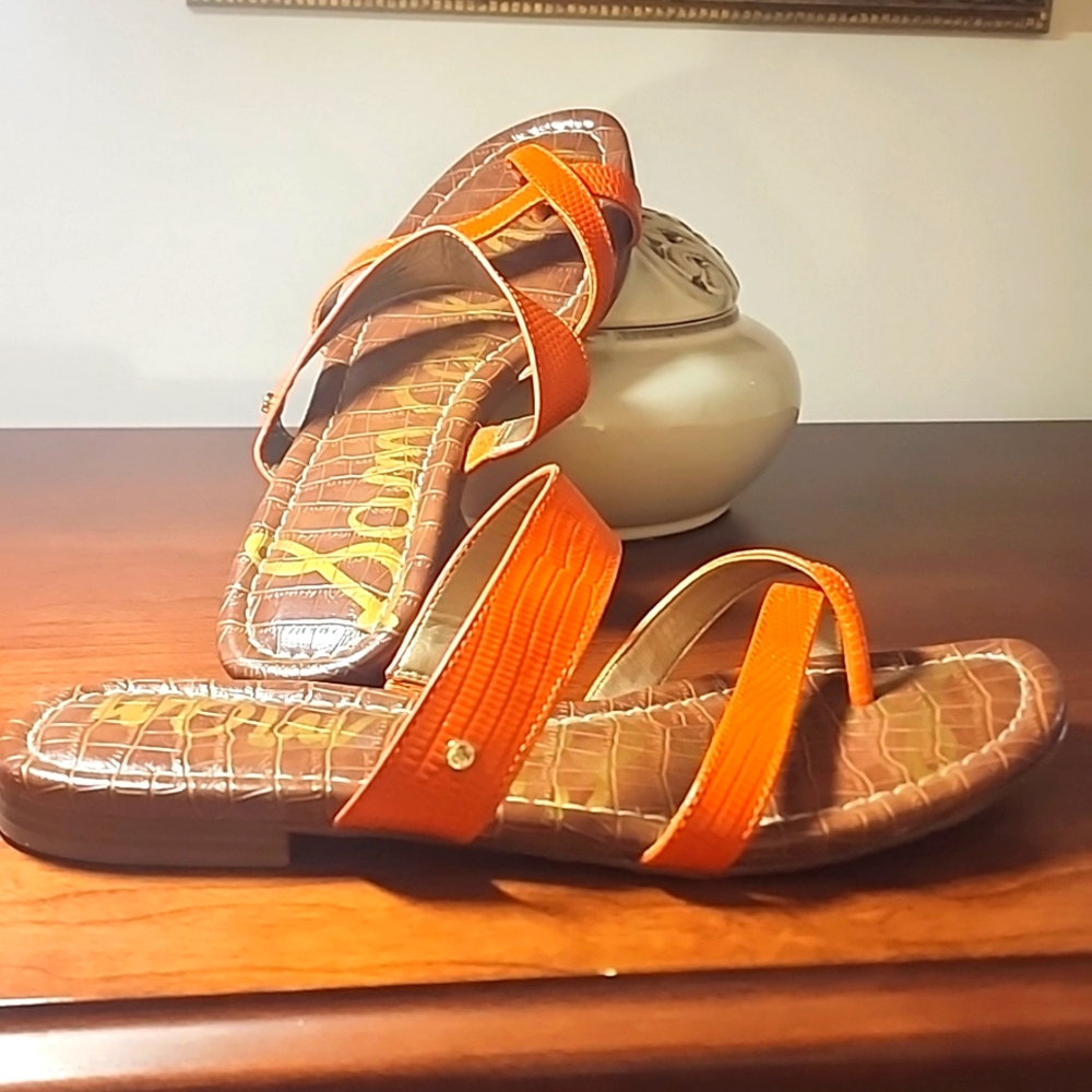 Sam Edelman Orange Snakeskin Sandals